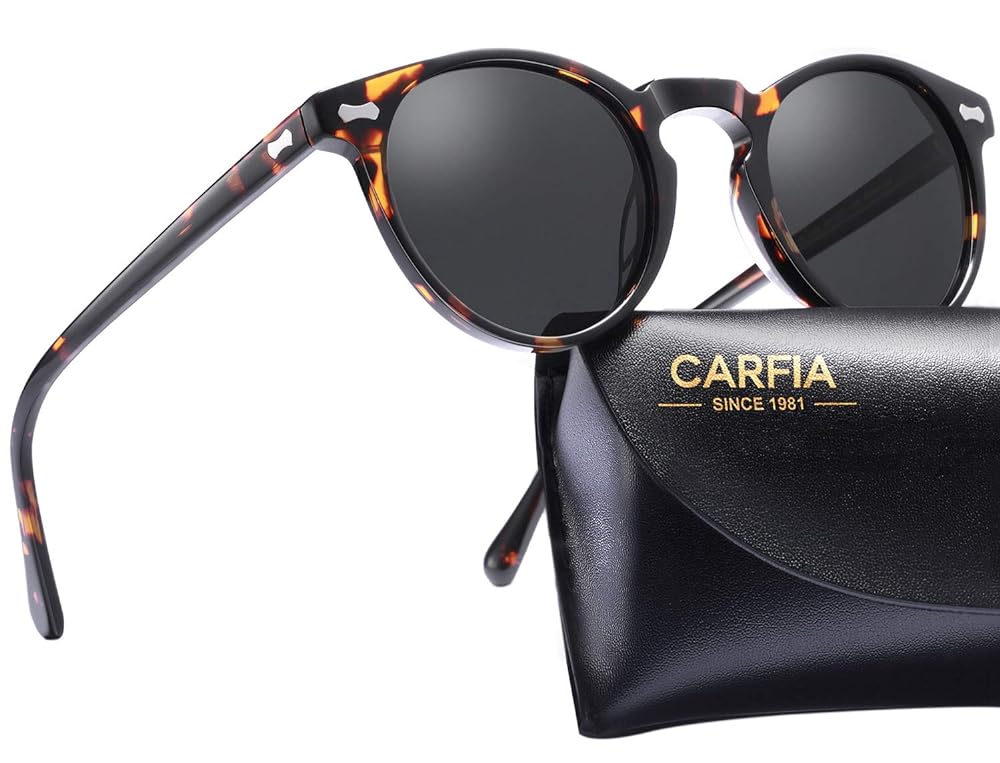 CARFIA Vintage Polarized Sunglasses for Men UV400 Protection Retro Fashion Eyewear Hand-crafted Acetate Frame CA5288L