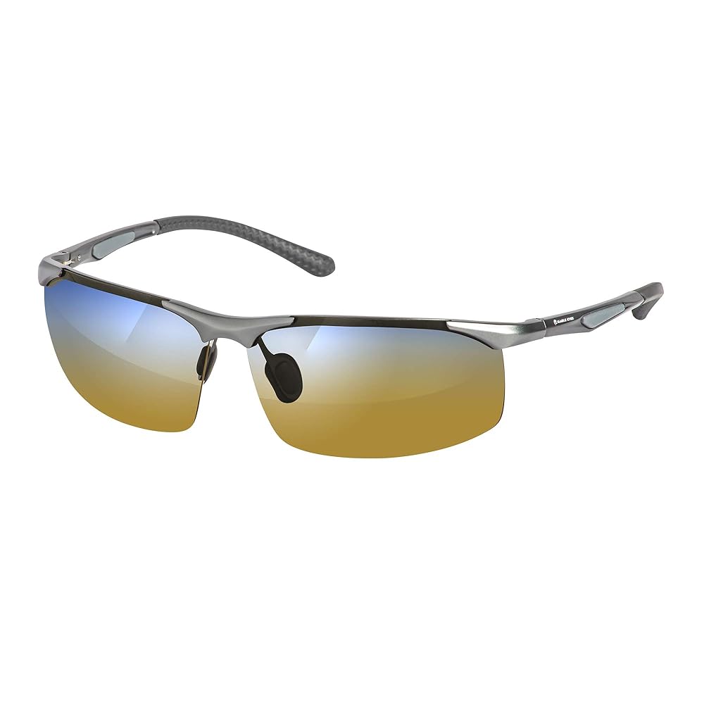 Eagle Eyes Triumph Aluminum Matte Gunmetal with Blue Flash Mirror Polarized Sunglasses Sports Semi Rimless