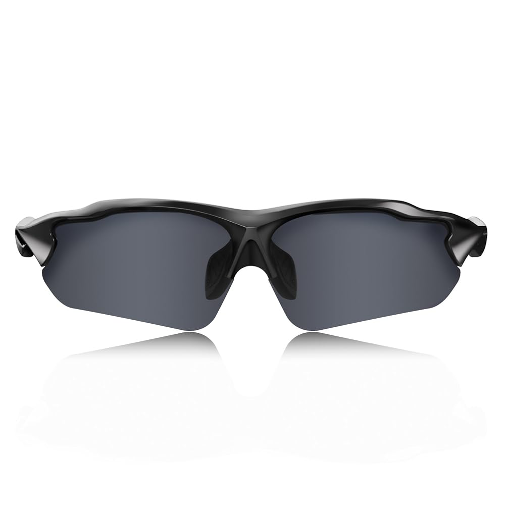 HULISLEM Blade Sport Polarized Sunglasses Sunglasses For Men Women Mens Womens Running Golf Sports (Matte Black-Smoke)