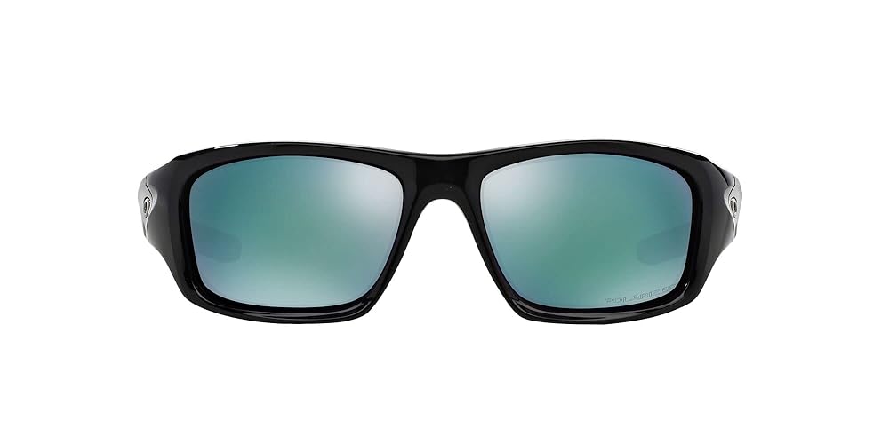 Oakley Men's OO9236 Valve Rectangular Sunglasses, Polished Black/Deep Blue Polarized, 60 mm